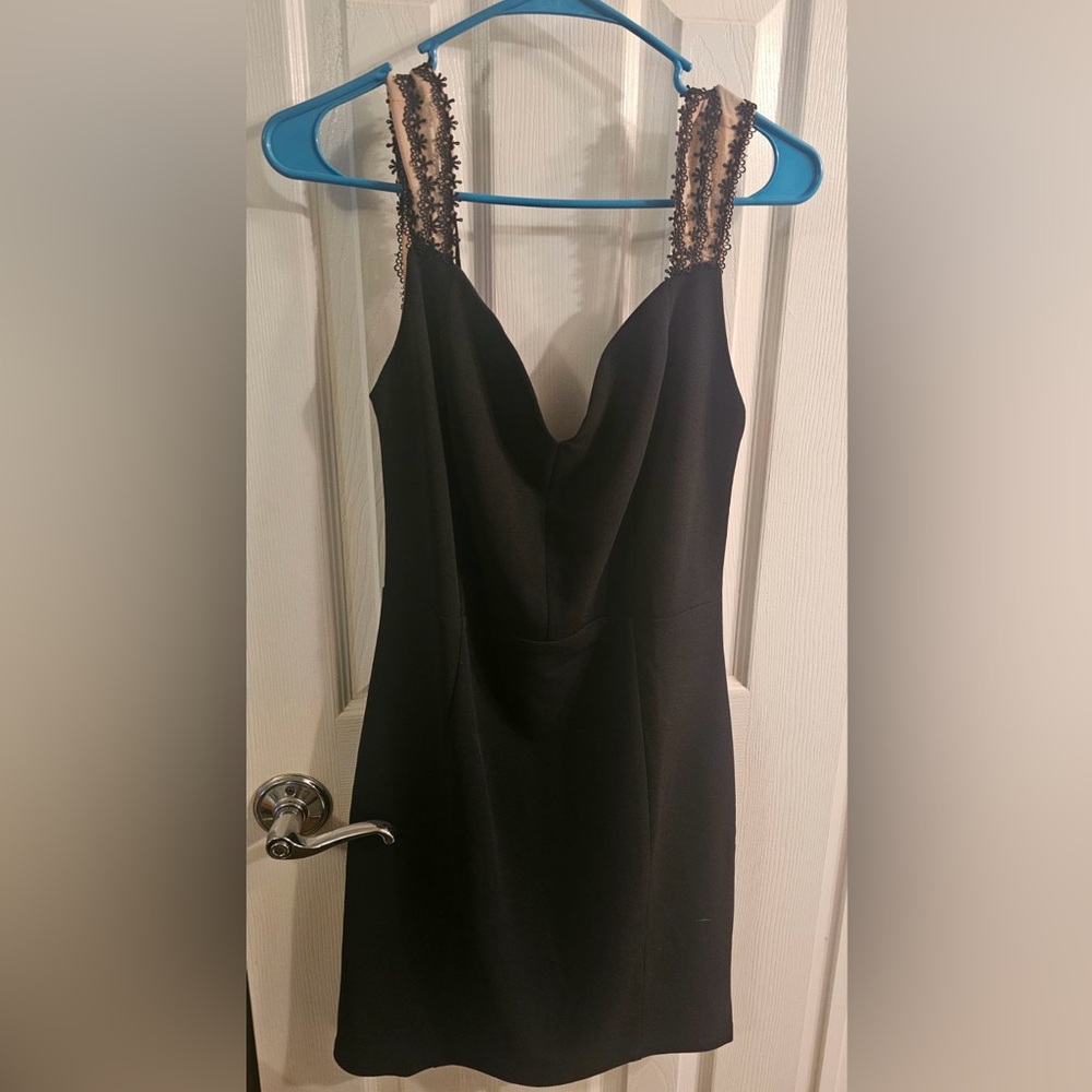 Niki B dress open lace mini dress